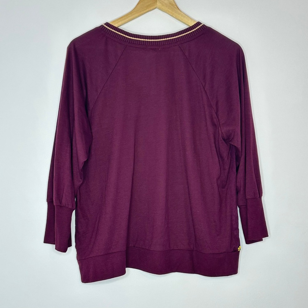 TINY Anthropologie Floral V-Neck Top Women L Wine Red NEW 71936T Raglan Sleeve - Picture 5 of 8